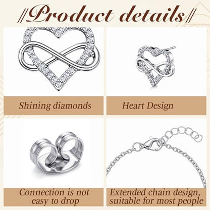 3 Pcs Heart Bow Snow Jewelry Set | Heart Necklace with Bracelet Earring, Snow Jewelry Set for Women, Bow Charms Toggle Gifts - color: Silver, style: Heart Sign