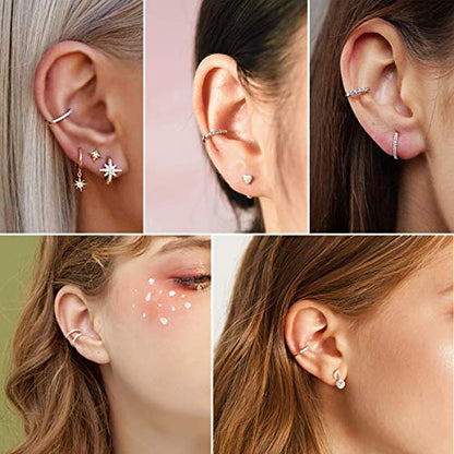 ChicSilver 925 Sterling Silver Ear Cuff Earrings Non Piercing Clip on Cartilage Cuff Earrings for Women - style: K: CZ Cuff