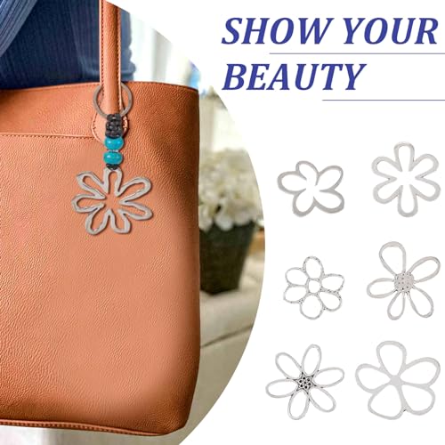 14Pcs Hollow Flower Charms Pendants Antique Silver Floral Connector Charms Flower Theme Alloy Open Back Bezel Frame Charm for UV Resin Pressed DIY Necklace Bracelet Jewelry Making