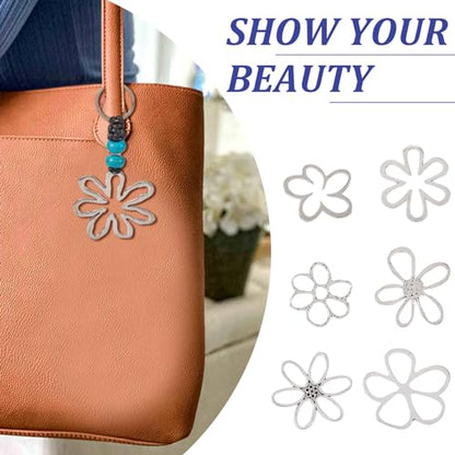 14Pcs Hollow Flower Charms Pendants Antique Silver Floral Connector Charms Flower Theme Alloy Open Back Bezel Frame Charm for UV Resin Pressed DIY Necklace Bracelet Jewelry Making