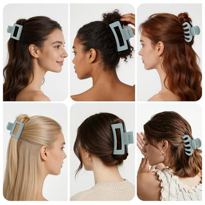 Small Medium Claw Clips for Women, 3 Styles Hair Clips for Thick and Thin Hair, Non-slip Strong Hold, 12 Pcs (Blue) - color: Blue