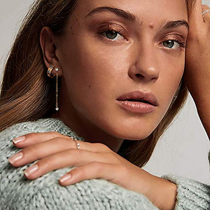 Women Gold Earrings Huggie Hoop Cubic Zirconia 14K Gold Plated Small Simple Hypoallergenic Everyday Jewelry - style: Turquoise
