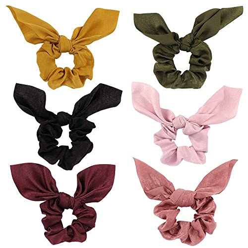 Jaciya Satin Silk Scrunchies - Women's Hair Ties for Ponytails, Thick Hair, and No Damage - color: Classic color