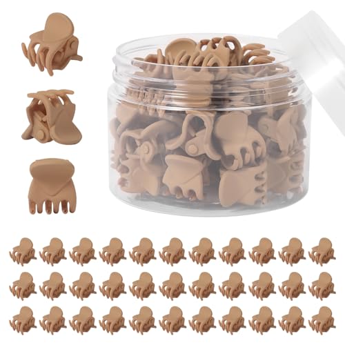 YOHAMA 36Pcs Khaki Mini Hair Claw Clips for Women&Girls, Strong Bangs Clips | Durable Strong Springs, Great Grip, Thick Plastic, Non-non-Pulling or Snagging, Holder Tightly, Multifunction, Holiday Gifts - color: Khkai-1.4cm
