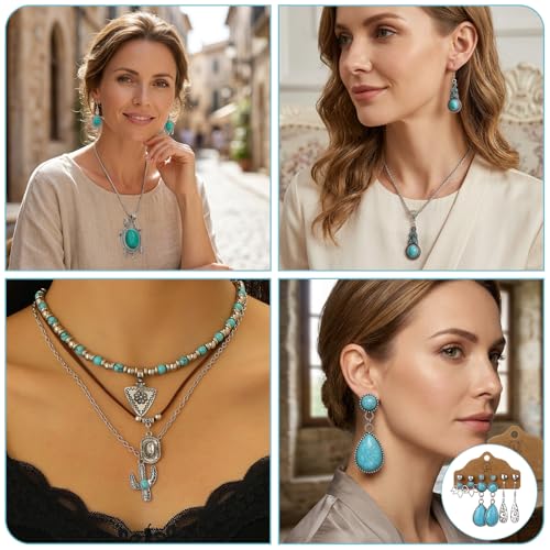 88 Pcs Mystery Jewelry Jar for Women, Boho Turquoise Surprise Jewelry Box with Necklaces Bracelets Rings Earrings and Belt Chain, Multi Style Alternative Romantic Present for Her Party - color: Turquoise