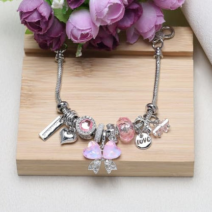 DS Charm Bracelets for Girls Adjustable Silver Stainless Steel Gift Box | Cute Cartoon Charms,Friendship Jewelry,Birthday Gifts,Teen Kid Fit, Tarnish Resistant,Stackable Trendy Daily Wear - style: Silver-butterfly 4