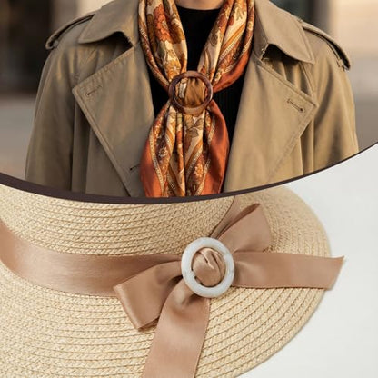 Boao 16 Scarf Ring for Women T Shirt Clips to Tighten Scarf Ring and Slides Clothes Corner Knotted Button for Sweater Dress(Retro Style) - style: Retro Style