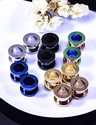 Vsnnsns 14G 12G 8G 6G 4G 2G 0G 00G Stainless Steel Ear Tunnels Screw Fit Ear Plugs Tunnels Gauges Set 1.6MM 2MM 3MM 4MM 5MM 6MM 8MM 10MM - color: 00G-10mm