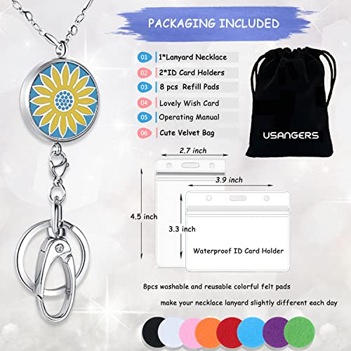 Sunflower Lanyards for Women, Teacher Lanyards for ID Badges, Keys | Lanyard with ID Holder, Stainless Steel Necklace Keychain, Teacher Appreciation Gifts Employee Nurse Work Jewelry - color: Sunflower