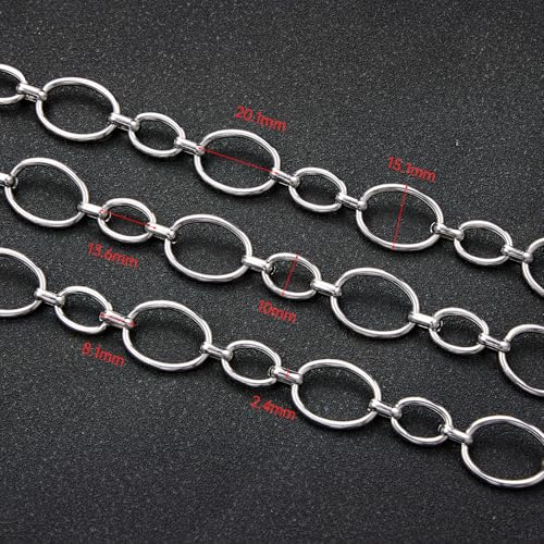UMAOKANG 2 Meters Stainless Steel Jewelry Making Chains Bulk on Spool Oval Link Chain DIY Decorative Chain - color: Oval Silver