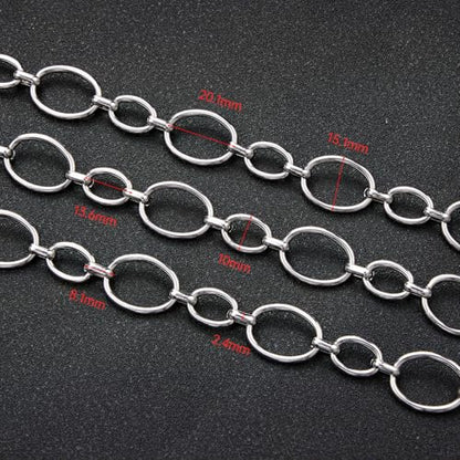 UMAOKANG 2 Meters Stainless Steel Jewelry Making Chains Bulk on Spool Oval Link Chain DIY Decorative Chain - color: Oval Silver