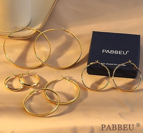 925 Sterling Silver Hoop Earrings Hypoallergenic Large Thin Hoops Earring | Lightweight Big Silver Hoops Hypoallergenic Large Hoop Earring for Women Sensitive Ears Oversize Hoops 30/40/50/60/70mm - color: 30mm Gold