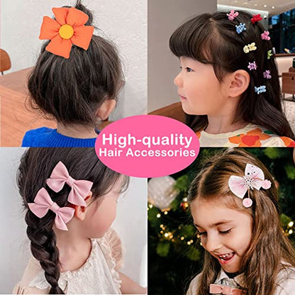 Hair Accessories Set for Girls: Jewelry Box, Hair Clips, Barrettes, Ties, Bows - Teen Girl Gift for Ages 4-12 (Pink) - color: Pink