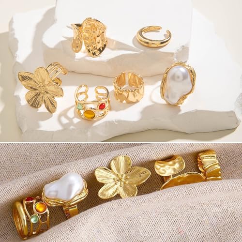 CHICUTIE Knuckle Rings Set For Women Stackable Joint Finger Midi Rings Dainty Cubic Crystal Zirconia Hollow Twist Cute Pack Jewelry Gift - color: Gold