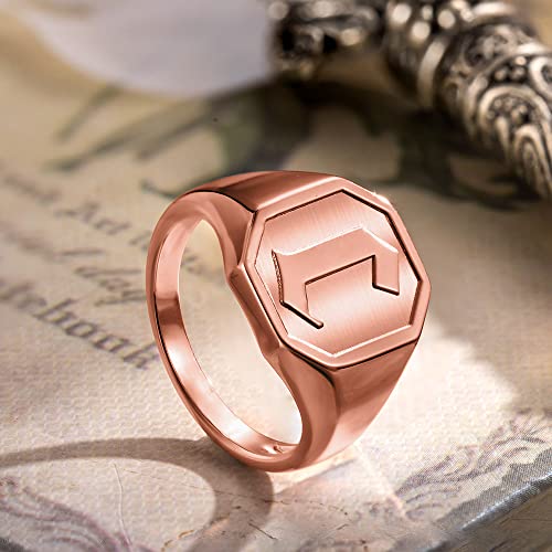 AILIN Initial Rings For Men Custom Old English Signet Rings For Women Pinky Ring With Letter