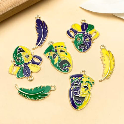 Youdiyla 21pcs Alloy enamel Martini Grasse Carnival Mardi Gras set Pendant Jewelry Making DIY Keychain Earrings Pendant Various Design Charms for Jewelry Making Bracelets Necklace (SN1095) - color: SN1095