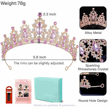 Kamirola - Queen Crown and Tiaras Princess Crown for Women Crystal Headbands for Bridal, Princess for Wedding and Party - color: Gold White