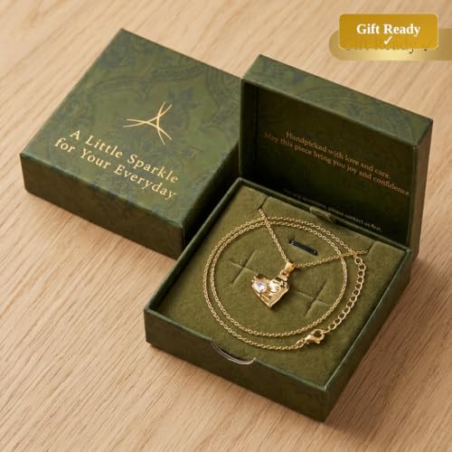 Women's Gold Plated CZ Pendant Necklace, Adjustable Chain Jewelry