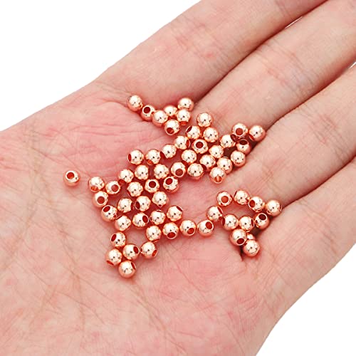 Rose Gold Plated Round Spacer Beads 4mm 100pcs for Jewelry Making Findings Non Tarnish - color: Rose Gold, size: 4mm