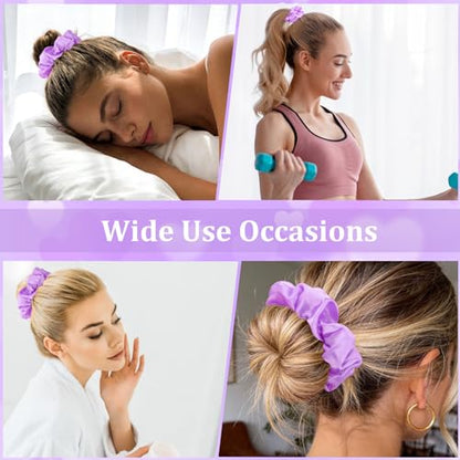 Semato 16 Pcs Satin Scrunchies Bridesmaid Proposal Gifts Hair Ties Scrunchies for Women Girls Bachelorette Party Favors (Lavender) - color: lavender