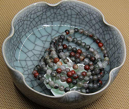 Angelstones Gemstones 6mm Round Beads Healing Crystal Bracelet for women | Natural Gemstone, Handmade Gifts for Women, Healing Crystal Round Beaded Stretch Bracelets, Unisex Jewelry for Women and Men - color: African Bloodstone