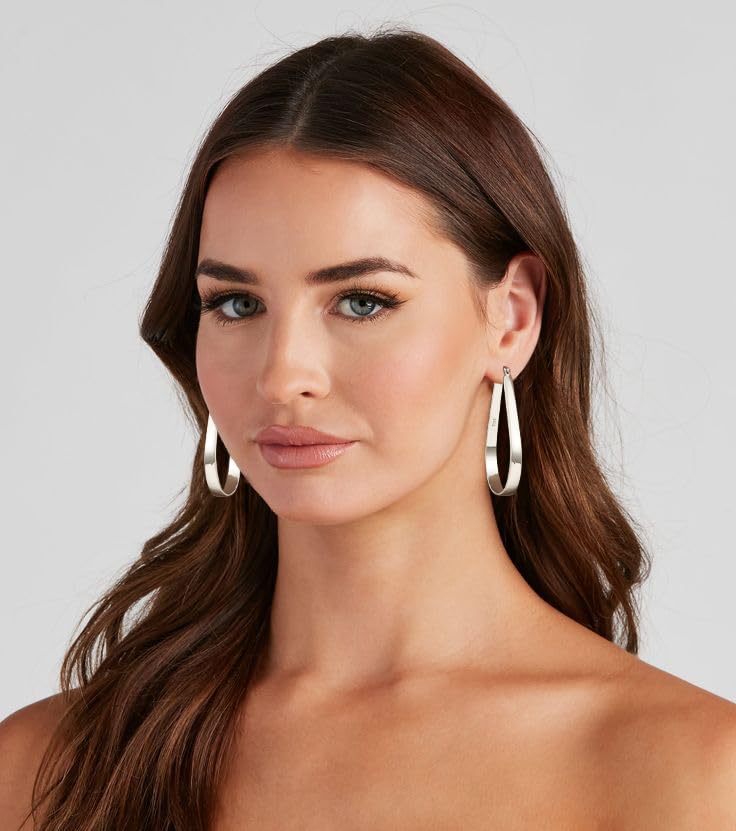 Sterling Silver Hoop Earrings for Women Large Oval Hoop Earrings Lightweight Big Gold Hoops Earrings Hypoallergenic 14K Gold Plated Hoops Earrings Non Tarnish Jewelry Gifts 20/30/40mm - color: Silver-35*55