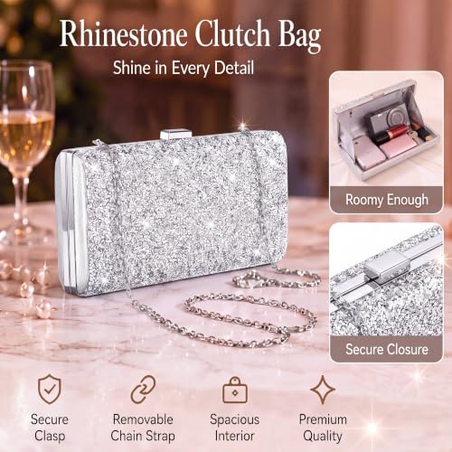 Tiamon 5 Pcs Rhinestone Jewelry Sets Shawls and Wraps Formal Clutch Purses for Women Evening Dresses Weddings Engagement - style: Noble