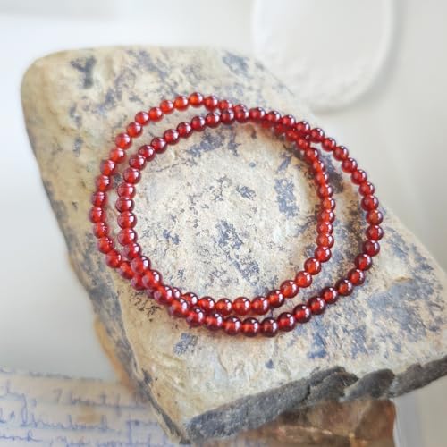 Natural Healing Gemstone Bracelet Handmade Yoga Stretch Elastic Bracelet Stress Relief Crystal Jewelry for Men and Women - color: Carnelian (Luck), size: 4mm