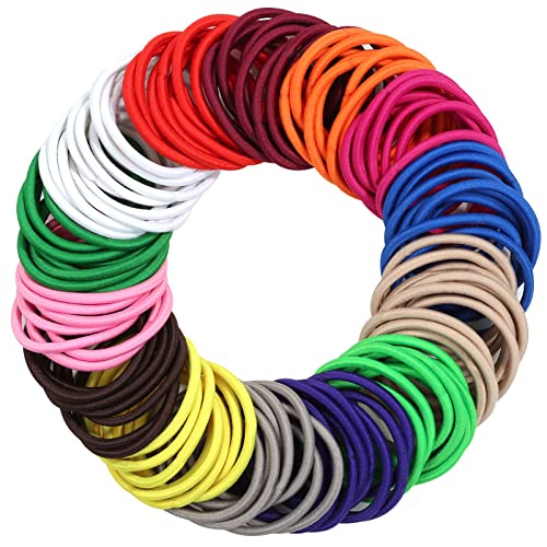 Anezus 200 Pcs Hair Ties for Women Girls Hair Elastics Hair Bands Ponytail Holders Hair Rubber Bands for Thick Straight Curly Hair (Multi-colored) - color: Multi-colored