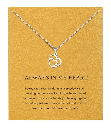 Silver Necklaces for Women Teens, Best Friend Necklace Sister Daughter Gift | Horseshoe Butterfly Swan Wave Evil Eye Necklace Graduation Chritmas Birthday Gifts for Women, Stainless Steel - style: Heart