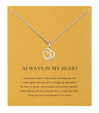 Silver Necklaces for Women Teens, Best Friend Necklace Sister Daughter Gift | Horseshoe Butterfly Swan Wave Evil Eye Necklace Graduation Chritmas Birthday Gifts for Women, Stainless Steel - style: Heart