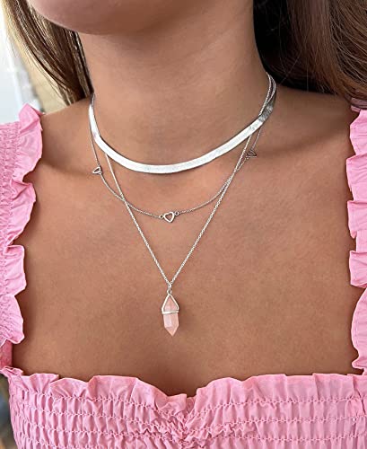 DEARMAY 14K Gold Plated Herringbone Necklaces for Women, Dainty Gold Snake Choker Chain Non Tarnish Trendy Simple Thin & Chunky Options Neckalce 1.5/3/5/6/8mm Chain Jewelry for Gifts - color: SL-5MM 14" Herringbone Necklace