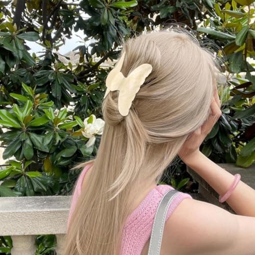2Pcs Hair Claw Clips for Women Cute Fashion Hair Accessories Daily Gift - color: Cream Yellow and Blue