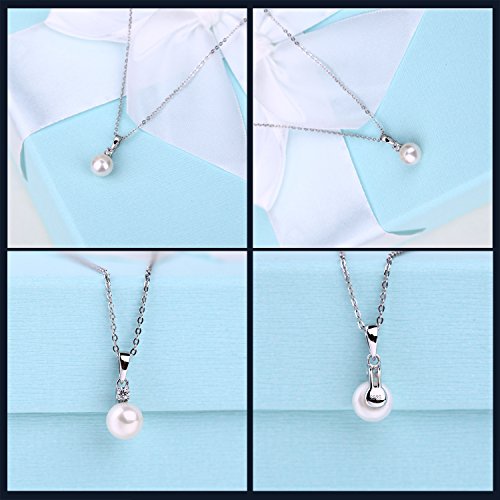 925 Sterling Silver Freshwater Cultured Pearl Pendant Necklace JO WISDOM Jewelry for Women,Girls - color: 10mm,White Pearl