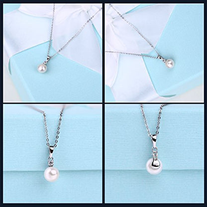 925 Sterling Silver Freshwater Cultured Pearl Pendant Necklace JO WISDOM Jewelry for Women,Girls - color: 10mm,White Pearl