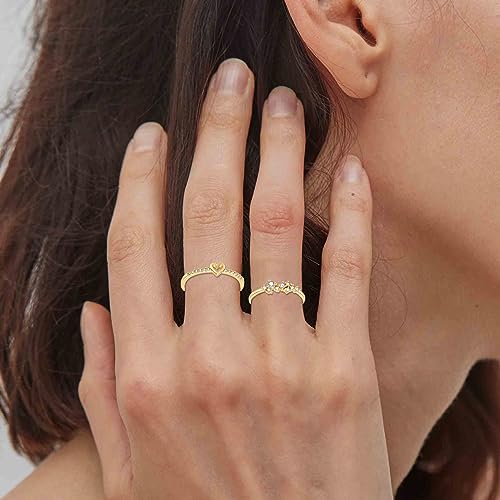 RLMOON 8PCS Gold Silver Rings for Women Non Tarnish Stackable Ring Set | 14K Gold Plated Dainty CZ Simulated Diamond Ring Eternity Wedding Band Gold Stacking Thumb Rings Size 4-12 - color: Gold Rings