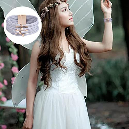 Ornaland 4 Pcs Leather Earrings Necklace Bracelet Set Print Earrings Faux Leather Necklace Multi-Layer Bracelet Jewelry Set Gifts for Women - color: A6