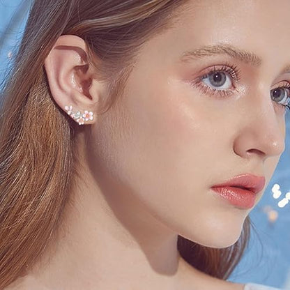 Ear Climbers Earrings for Women Sterling Silver Vintage Ear Crawler Earrings Jewelry Gifts for Women - style: Cherry Blossom