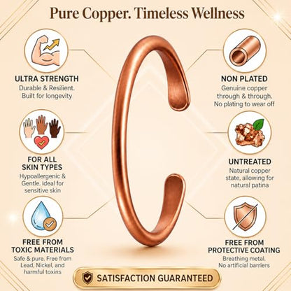 Healing Monk Pure Copper Bracelet for Men & Women – Handmade Uncoated Copper Jewelry Cuff – Adjustable Healing Copper Bracelets for Arthritis – Mens & Womens Copper Cuff Pulsera de Cobre - style: Healer
