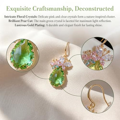 Butterfly Dangle Earrings Crystal Teardrop Gold Plated For Women | Butterfly Dangle Earrings Crystal Teardrop CZ Drop Gold Plated Jewelry For Women Wedding Party And Formal Events