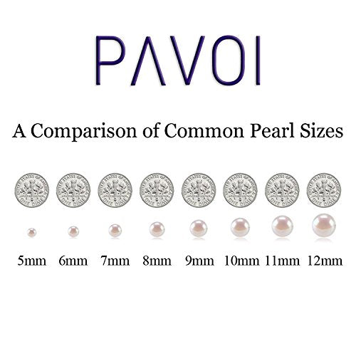 PAVOI 925 Sterling Silver Round Simulated Shell Pearl Necklace Strand | Pearl Choker Necklace | Jewelry for Women - size: 18 Inches, style: 8mm