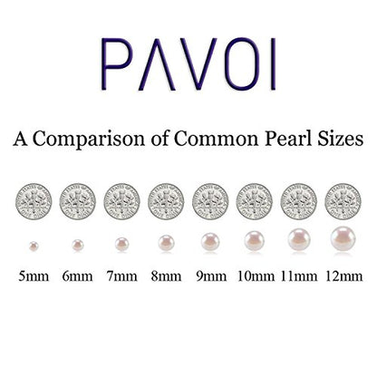 PAVOI 925 Sterling Silver Round Simulated Shell Pearl Necklace Strand | Pearl Choker Necklace | Jewelry for Women - size: 18 Inches, style: 8mm
