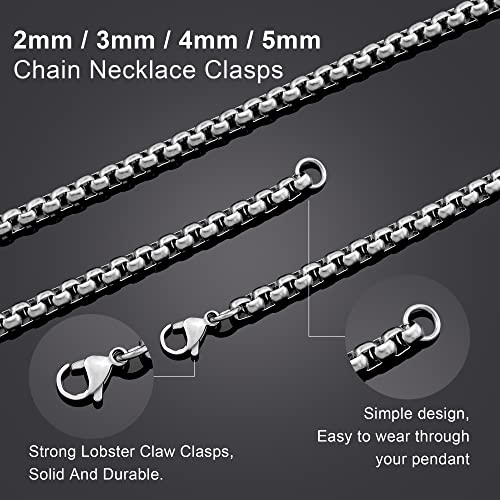 Mens Chain Necklaces, Stainless Steel Rolo Chain Necklace for Men & Women - color: Silver 5mm