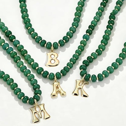 Initial Beaded Necklaces for Women,14K Gold Plated Bubble Letter Pendant Jewelry Gifts - color: acrylic neccklace-l