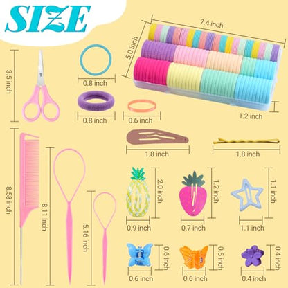 IKOCO 826PCS Hair Accessories for Girls, Elastic Hair Ties with Colorful Clips and Tools - color: Pink