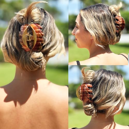 Camila Paris CP3649 French Octopus Hair Clip, 3.25" Large Claw Clips for Thick Hair, Girl Octopus Claw Clip for Women, Strong No-Slip Grip, Wide Jaw Clips for Women, Made in France - color: Brown 3.5"
