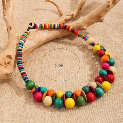 COLORFUL BLING Ethnic Large Chunky Wooden Beaded Necklaces Boho African Statement Necklace Handmade Tribal Collar Choker Bib Jewelry - color: joint mix