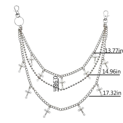 Goth Pants Chain Charms for Women Men Punk Layered Jean Chains Gothic Y2k Pocket Chain for Women Hip Hop Waist Chains - color: Cross