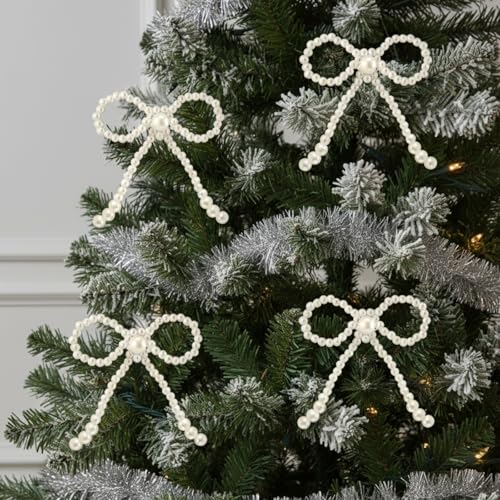 Daifunli 4 Pcs Elegant Pearl Bow Hair Clip Sparkly Bowknot Clips Vintage White Pearl Barrette Hairpin Headwear Gifts Weddings Brides Birthdays for Women Girls - style: Pearl