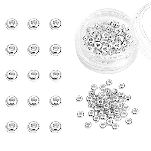 Silver Plated Roudelle Spacer Beads 4x1.8mm 50pcs for Jewelry Making Findings Non Tarnish - color: Silver, size: 4x1.8mm Roudelle